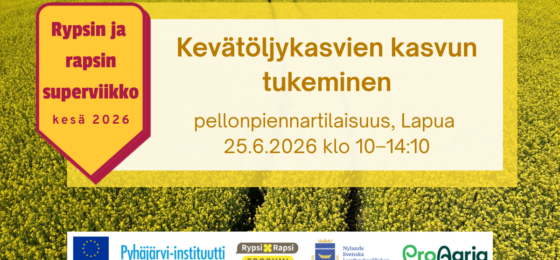 Kevätöljykasvien kasvun tukeminen -pellonpiennartilaisuus, Lapualla ja Ilmajoella